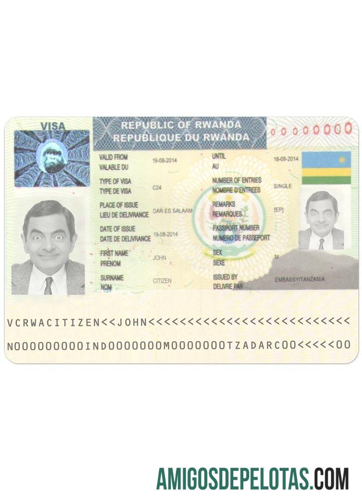 Visto de viagem para RUANDA modelo